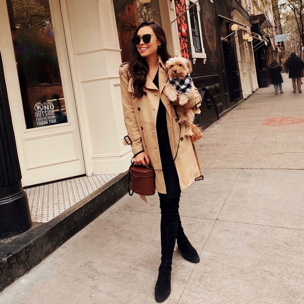 Tan suede trench coat